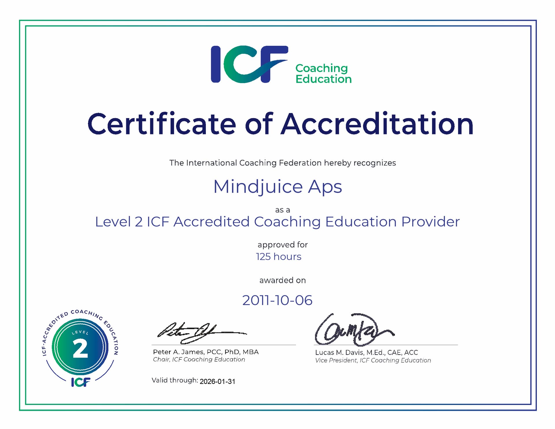 Mindjuice Academy - Level 2 Accreditation Certificate